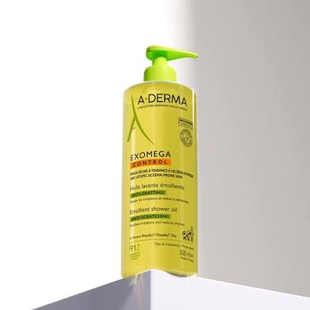A-DERMA EXOMEGA CONTROL Huile lavante émolliente anti-grattage, 500ML