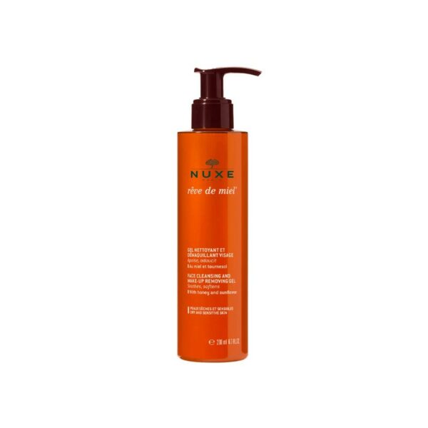 NUXE Rêve de miel Gel nettoyant et démaquillant visage, 200ml