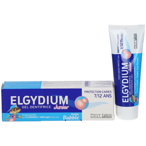 ELGYDIUM  Junior Gel Dentifrice Protection Caries 7/12 Ans Arôme Bubble 50ml