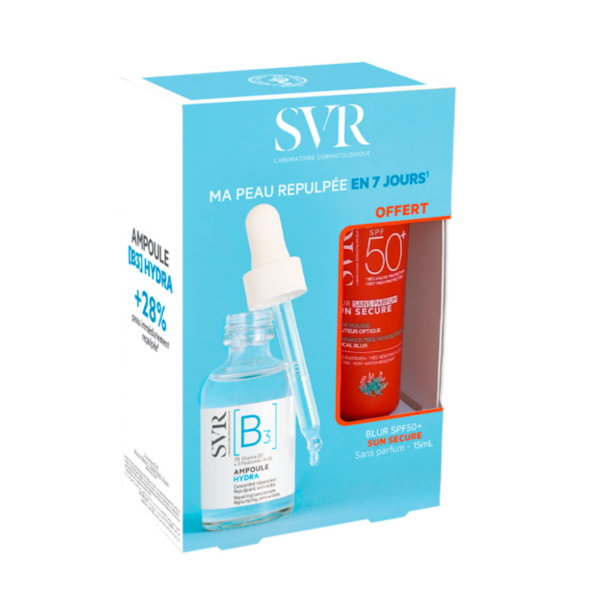 SVR COFFRET [B3] AMPOULE HYDRA 30ML+SUN SECURE BLUR SANS PARFUM SPF50+ 15ML (OFFERT)