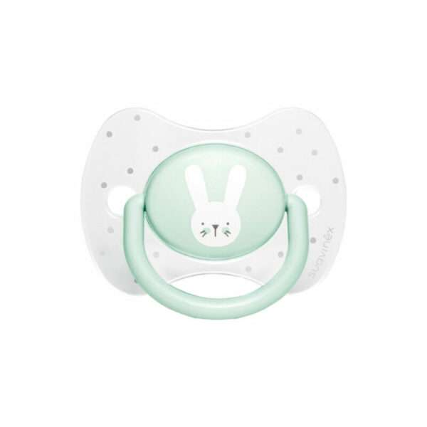 SUAVINEX Sucette Premium 0-6 mois avec tétine symétrique silicone "Baby lapin" - VERT