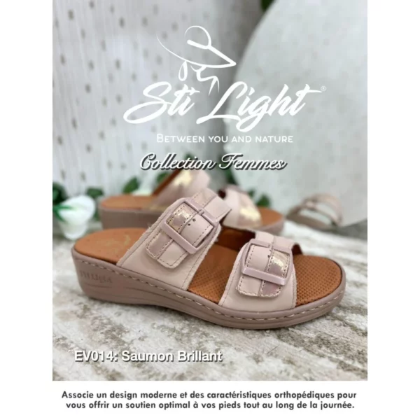 Claquette orthopédique - femme saumon brillant 2 ev014