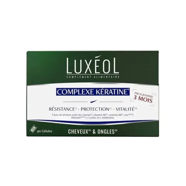 LUXEOL Complexe Kératine Résistance Protection Vitalité - Cheveux et Ongles, 90 gélules