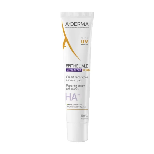 A-DERMA EPITHELIALE ULTRA REPAIR - CREME REPARATRICE ANTI-MARQUES SPF50+ - Visage et Corps - Peaux Fragilisées, 40ml