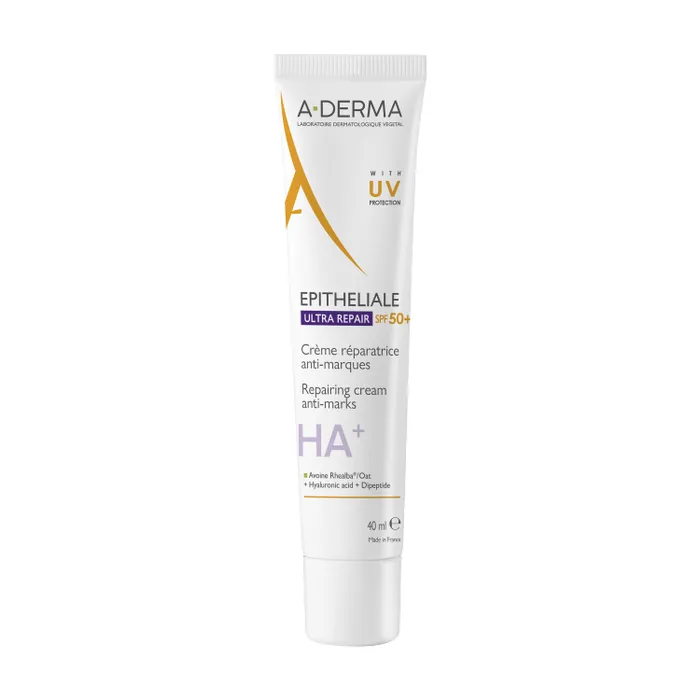 A-DERMA EPITHELIALE ULTRA REPAIR - CREME REPARATRICE ANTI-MARQUES SPF50+ - Visage et Corps - Peaux Fragilisées, 40ml