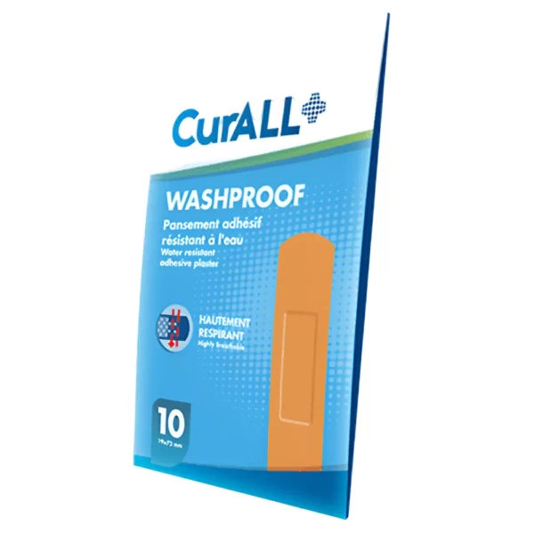 CURALL WASHPROOF STRIPS PANSEMENT ADHÉSIF RÉSISTANT À L'EAU 10 PIECES 19X72MM